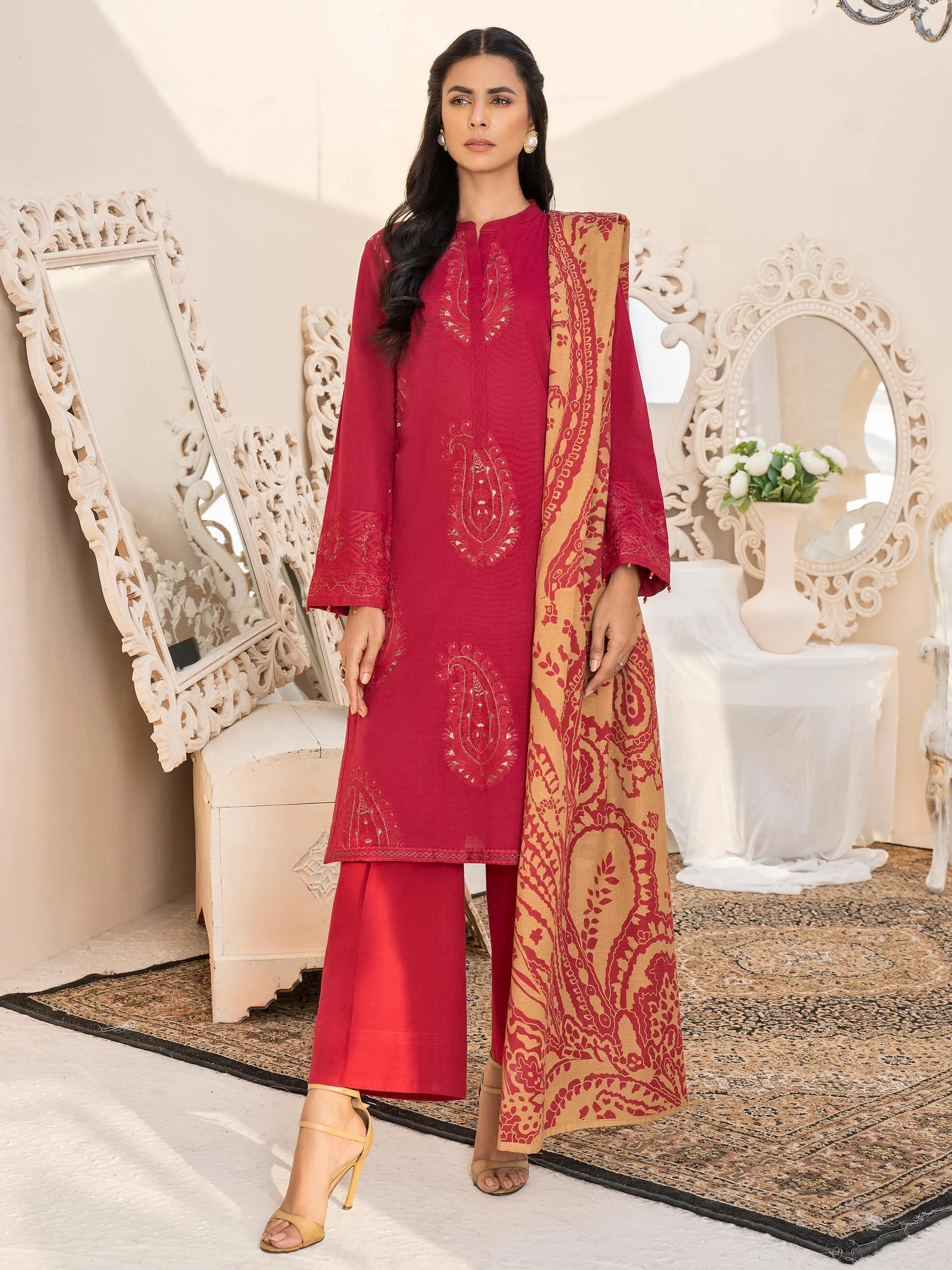 2 Piece Embroidered Khaddar Suit