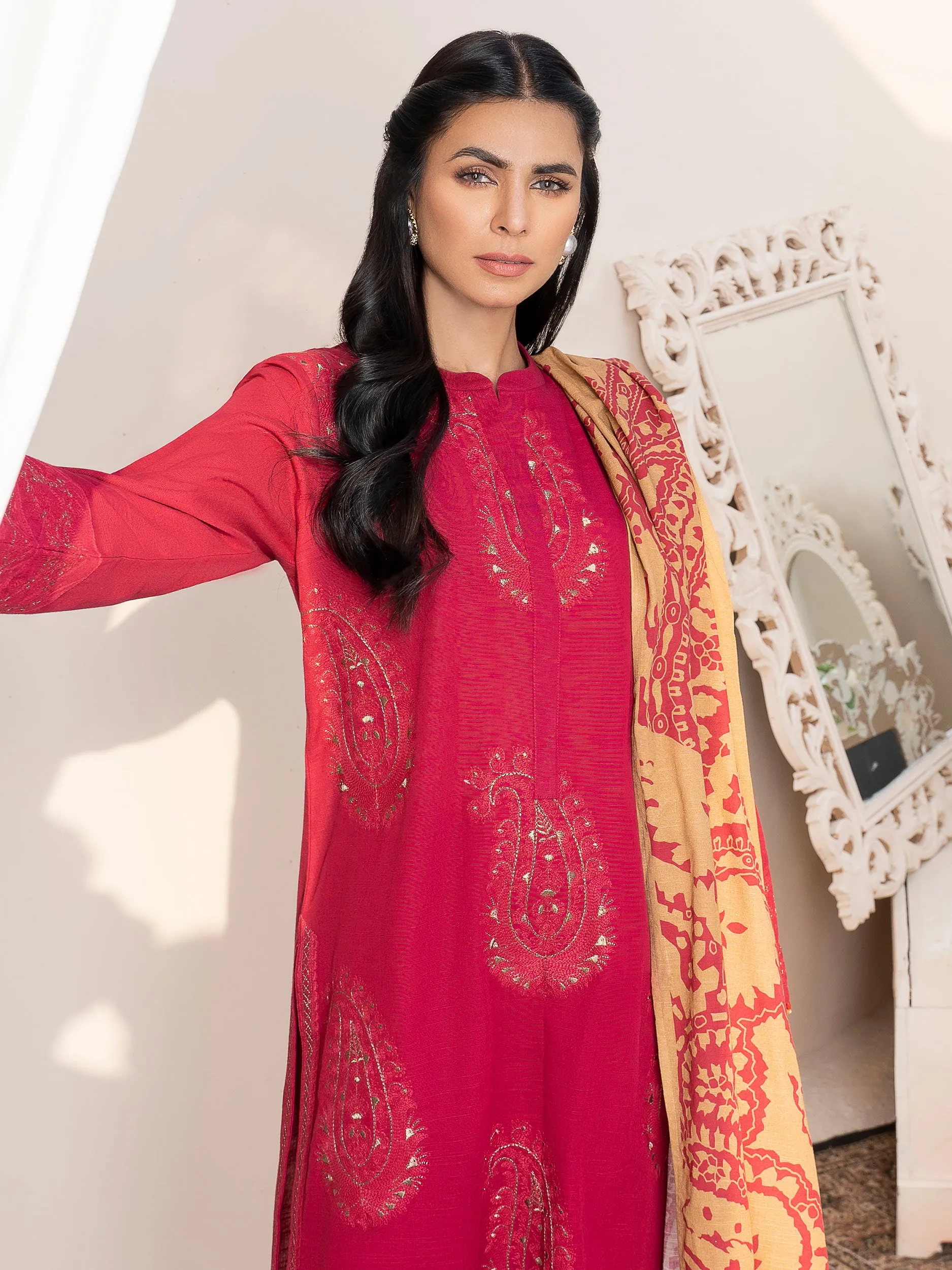 2 Piece Embroidered Khaddar Suit