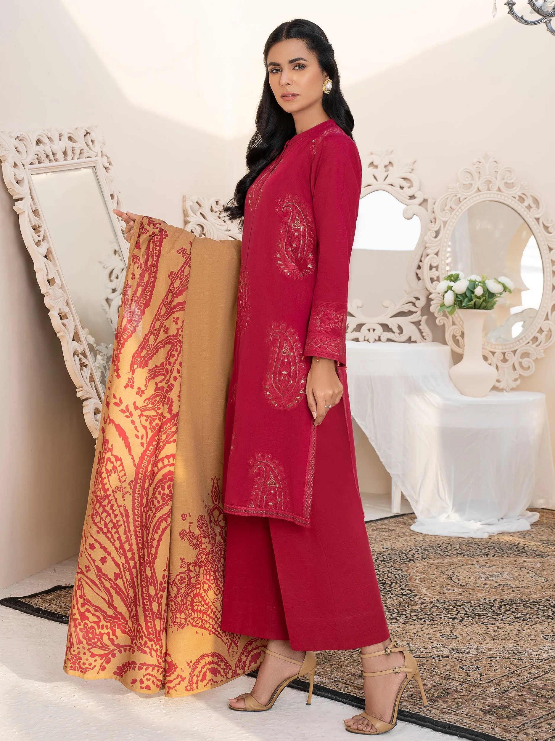 2 Piece Embroidered Khaddar Suit