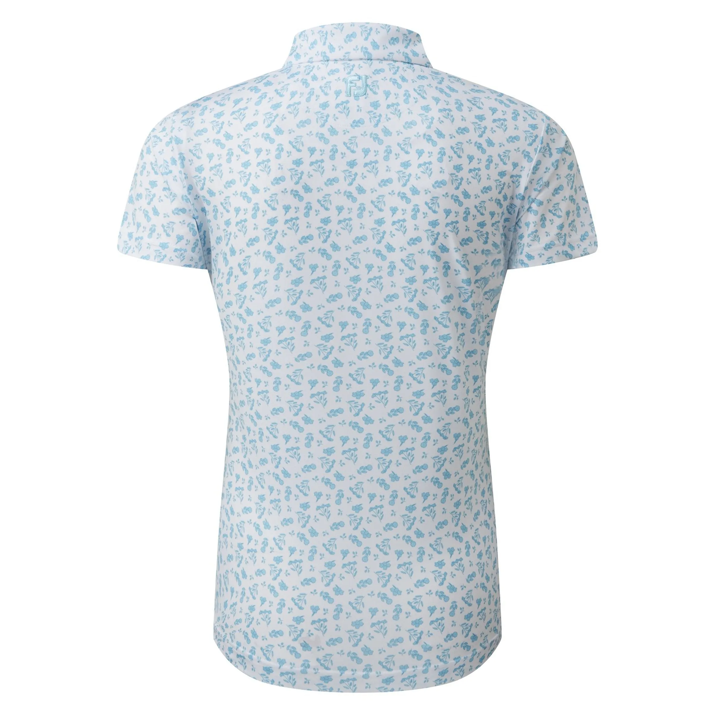 2023 FootJoy Womens Floral Print Half Sleeve Polo - White / Blue