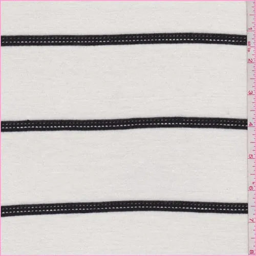 3 1/8 YD PC-White/Black Mesh Stripe Sweater Knit Fabric