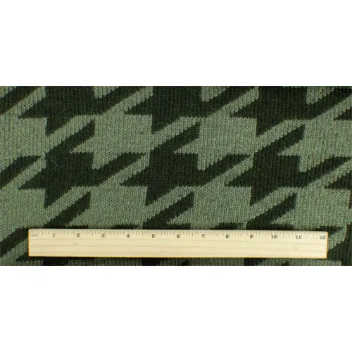 3 YD PC-Army/Olive Green Wool Blend Houndstooth Sweater Knit Fabric