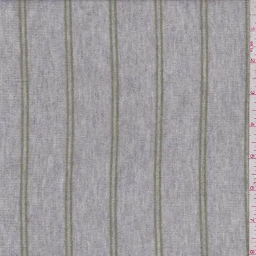 4 YD PC-Grey/Avocado Stripe Rayon Sweater Knit Fabric