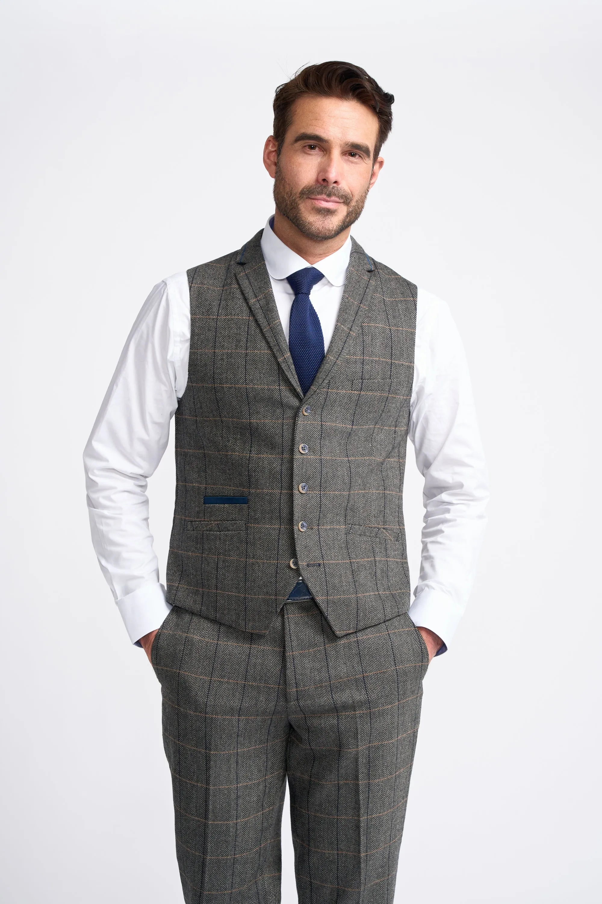 Albert Grey Long Tweed Three Piece Suit