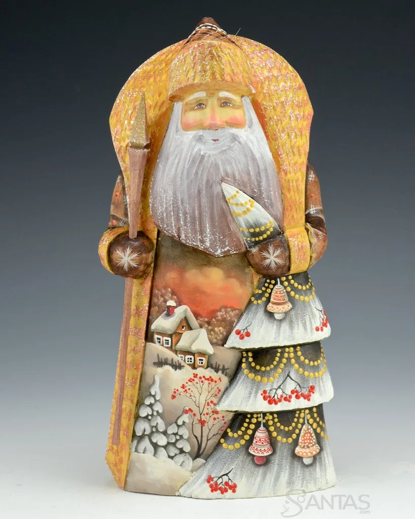 Brown and Gold Scenic Russian Santa