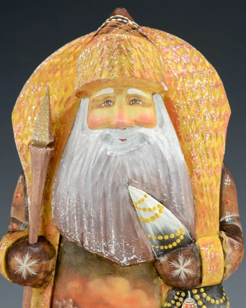 Brown and Gold Scenic Russian Santa