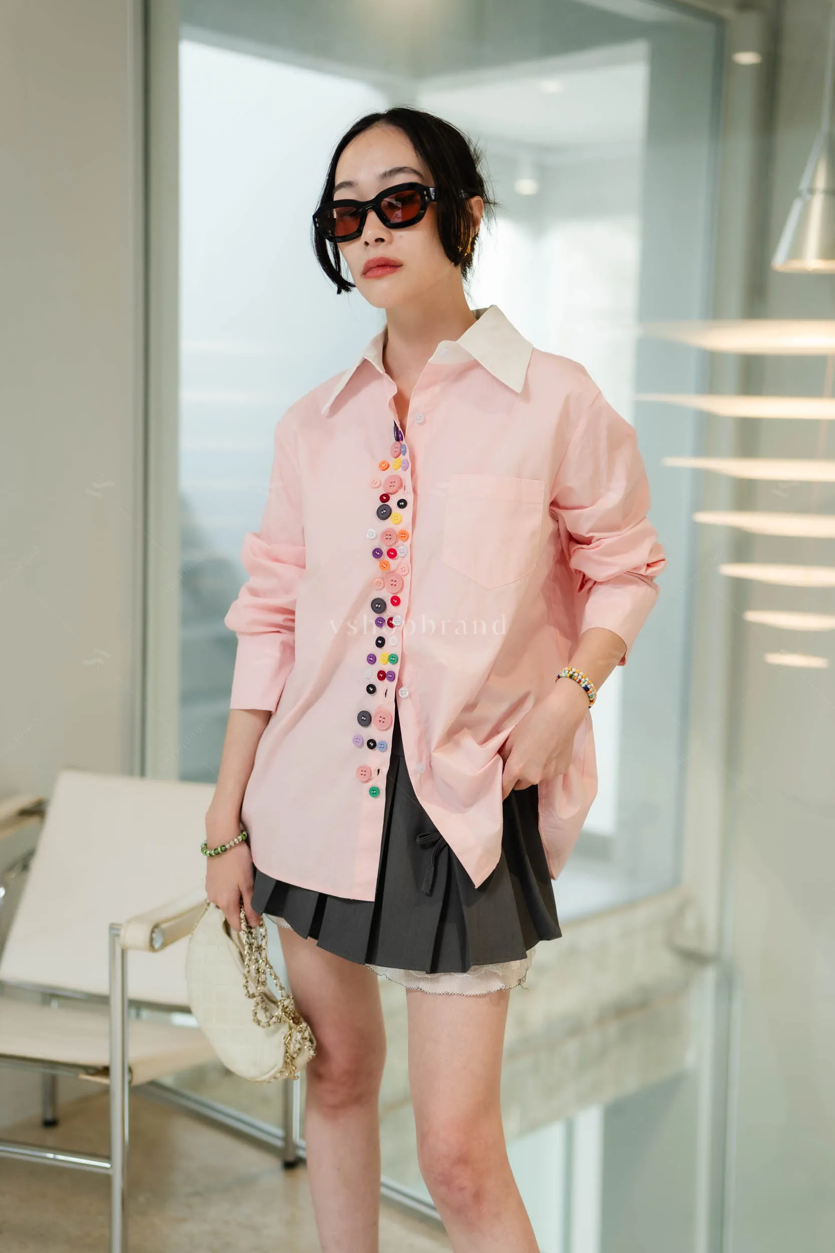 Bubble Button shirt pink