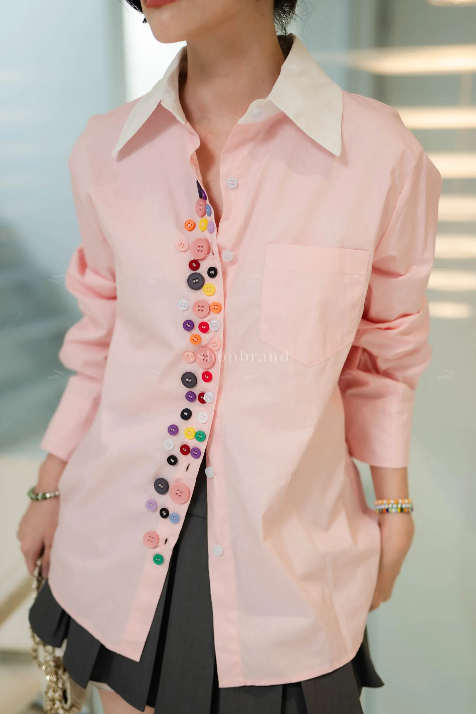 Bubble Button shirt pink