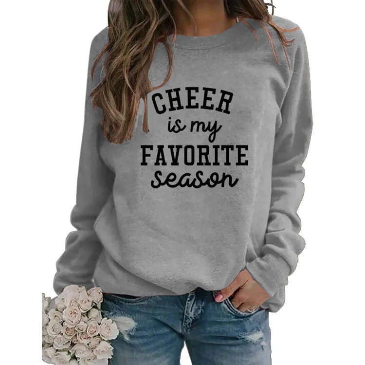 CHEER Is My FAVORITE Letters Large Size Loose Long-sleeved Round Neck Sweater Female