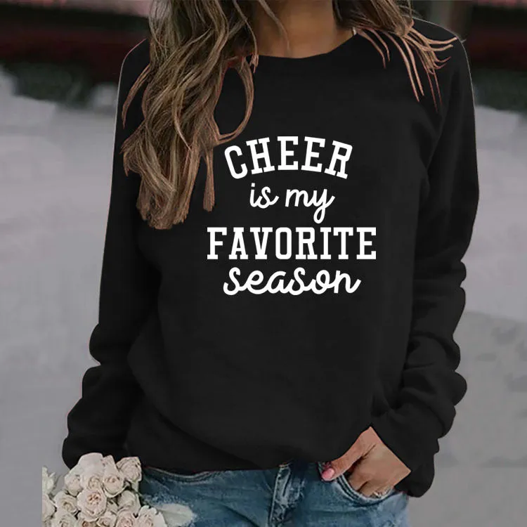 CHEER Is My FAVORITE Letters Large Size Loose Long-sleeved Round Neck Sweater Female