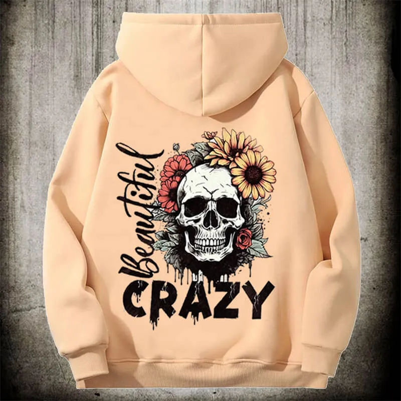 Crazy Flower Sugar Skull Fleece Hoodie