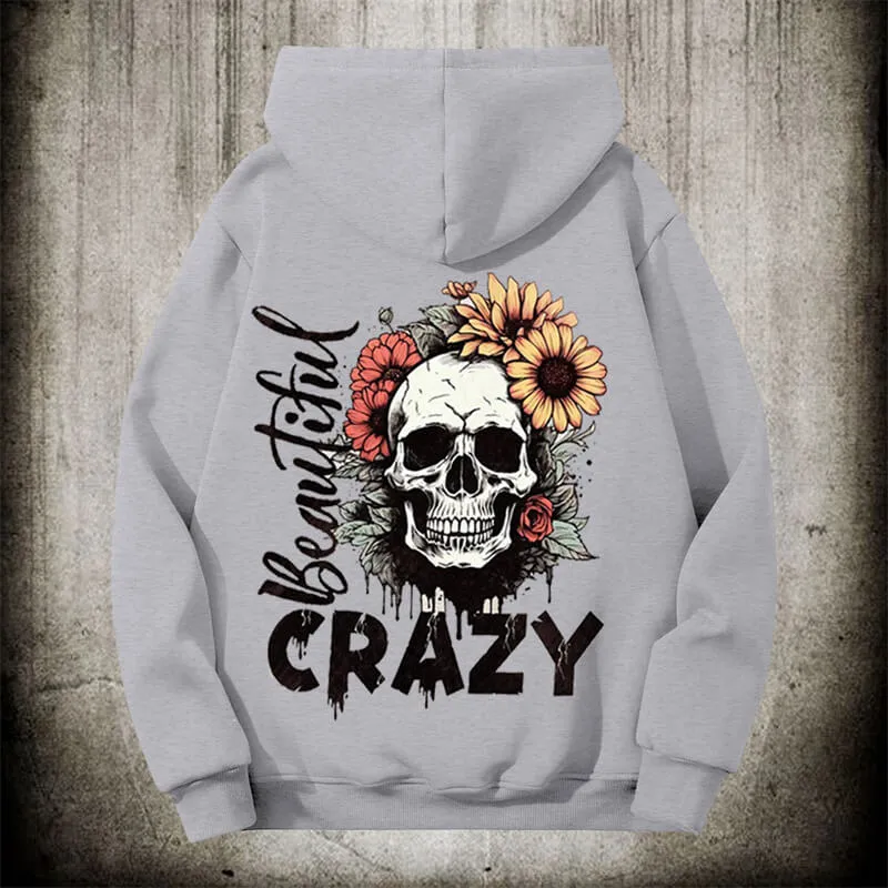 Crazy Flower Sugar Skull Fleece Hoodie