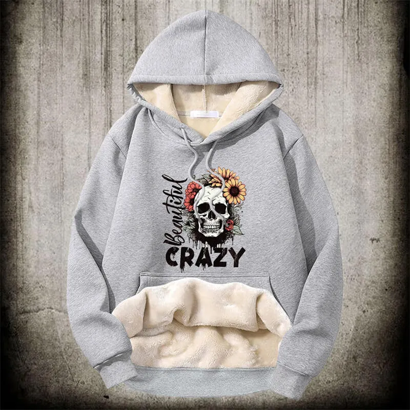 Crazy Flower Sugar Skull Fleece Hoodie