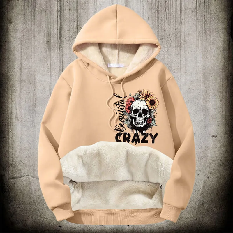 Crazy Flower Sugar Skull Fleece Hoodie