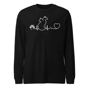 Dog and cat heartbeat Unisex Long Sleeve Tee