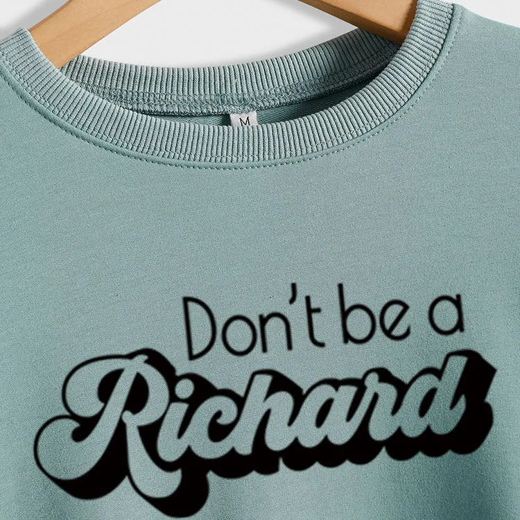 Don't Be A Richard Letter Loose Autumn and Winter Bottomed Long Sleeve Sweater