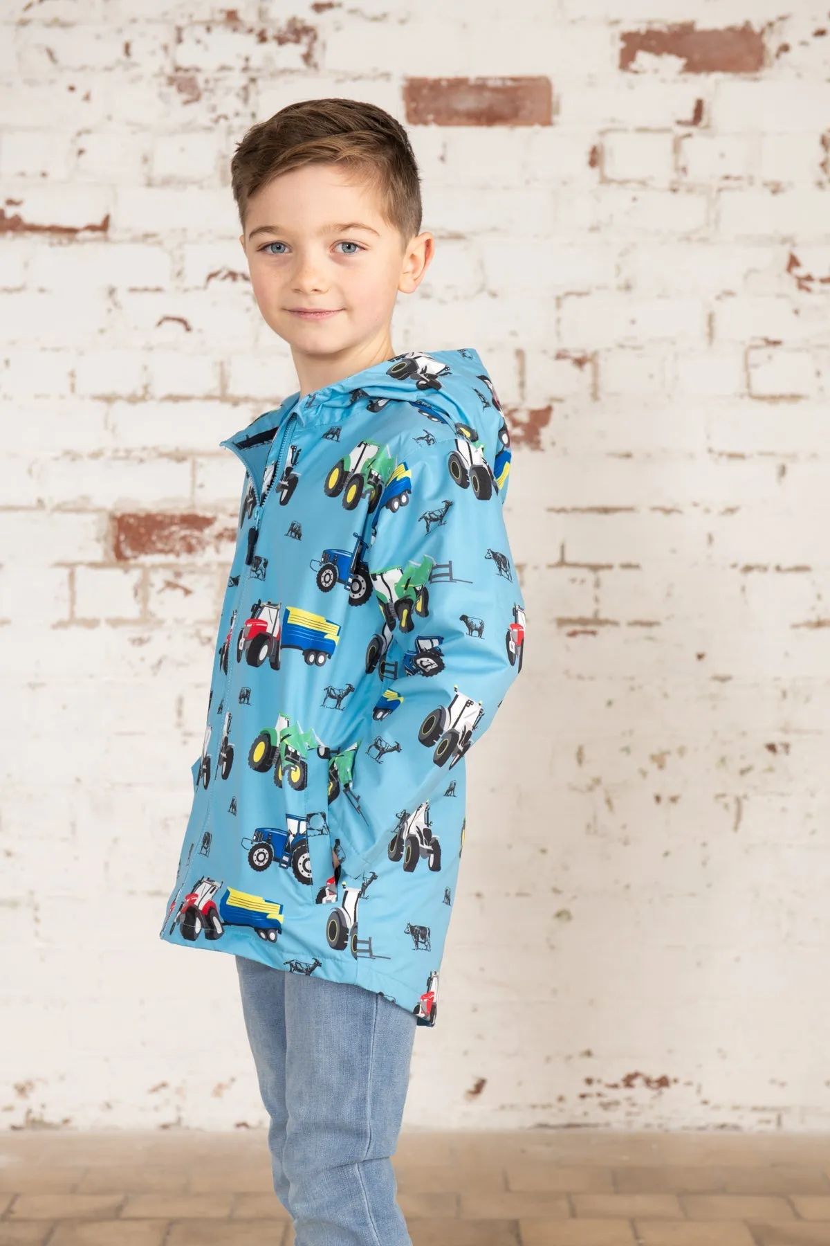 Ethan Jacket - Blue Tractor Print