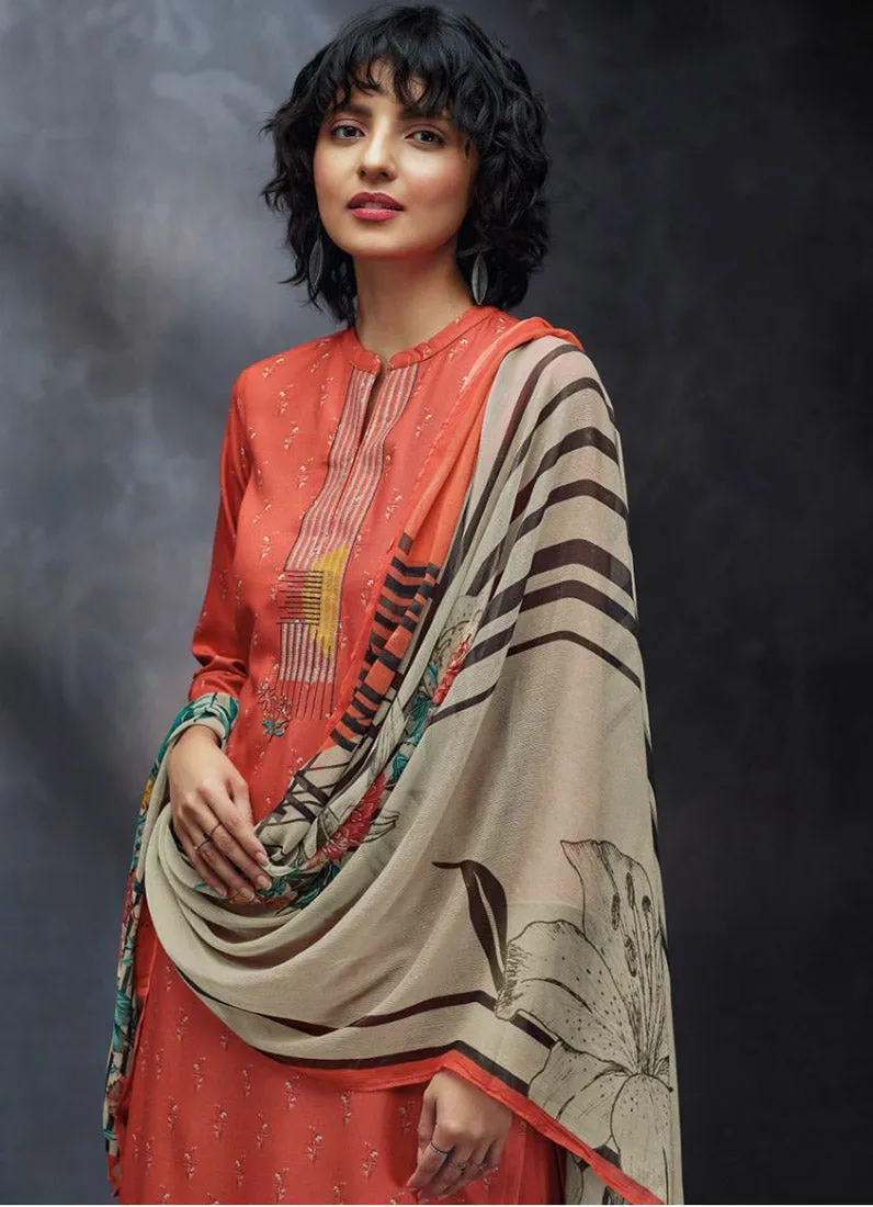 Ganga Woolen Pashmina Winter Suit Dress Material for Women