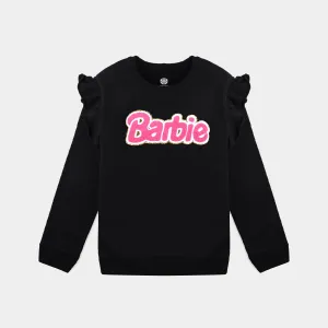 Girls Cotton Terry Sweatshirt-Jet Black