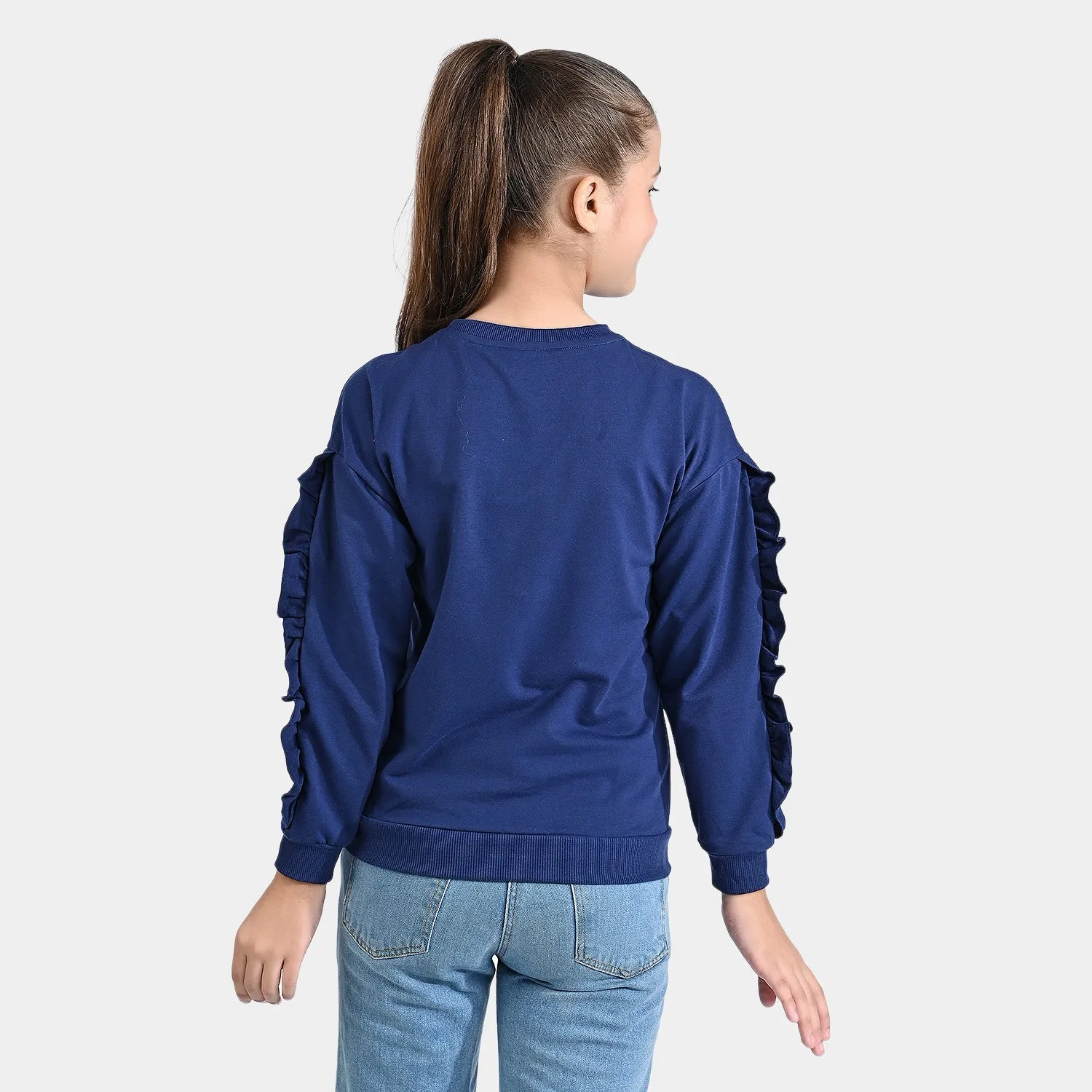 Girls Cotton Terry Sweatshirt Magical-NAVY