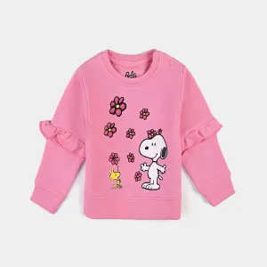 Infant Girls Cotton Terry Sweatshirt Character-Sachet Pink