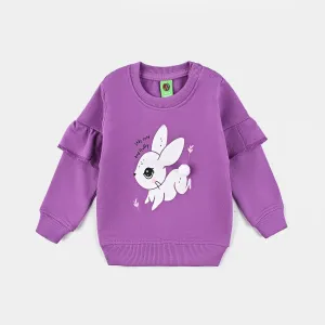 Infant Girls Cotton Terry Sweatshirt Cute & Fluffy-Purple