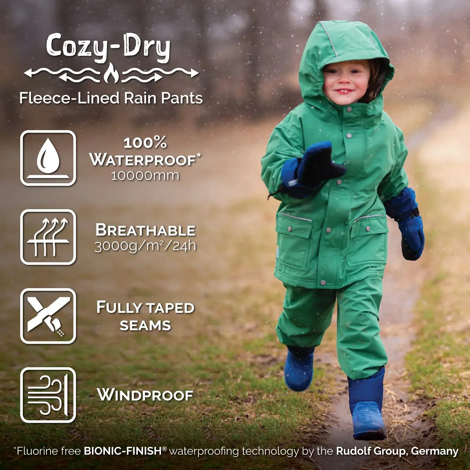 Jan & Jul Kids Cozy-Dry Rain & Snow Pants - Greystone