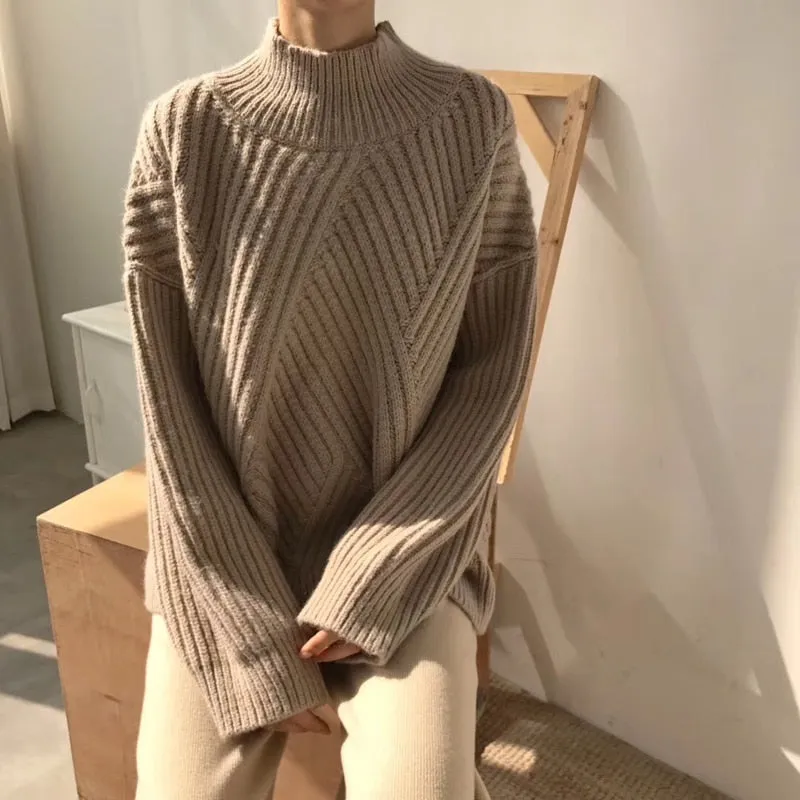 Jumper Turtleneck Women Solid Knitted Sweaters