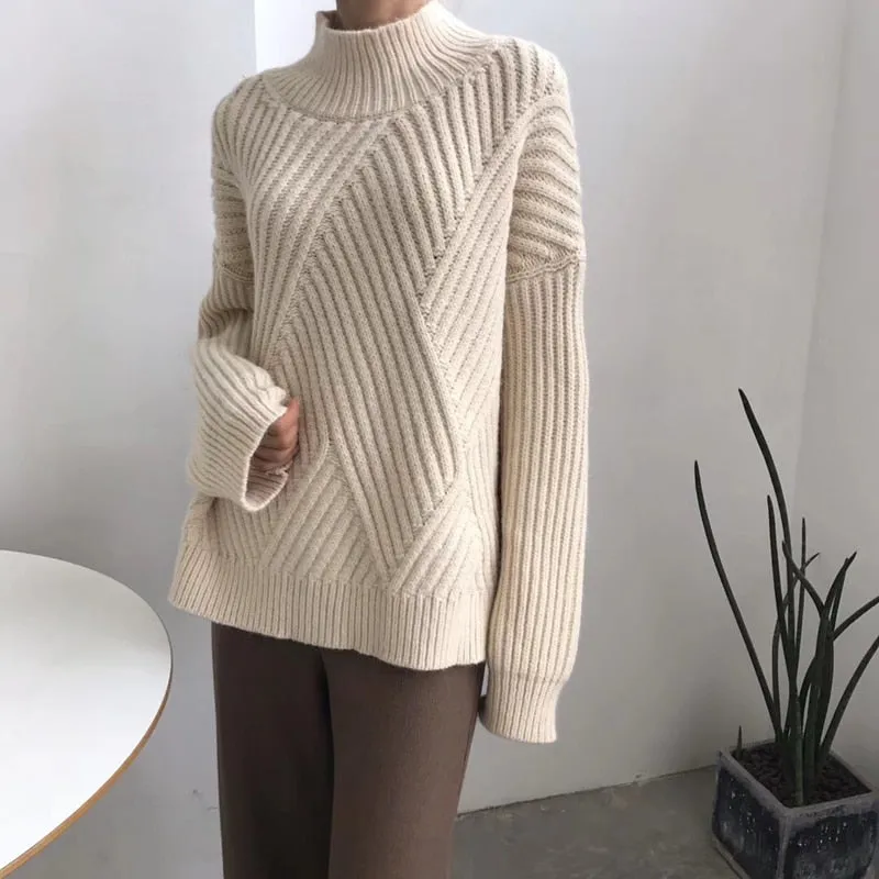 Jumper Turtleneck Women Solid Knitted Sweaters