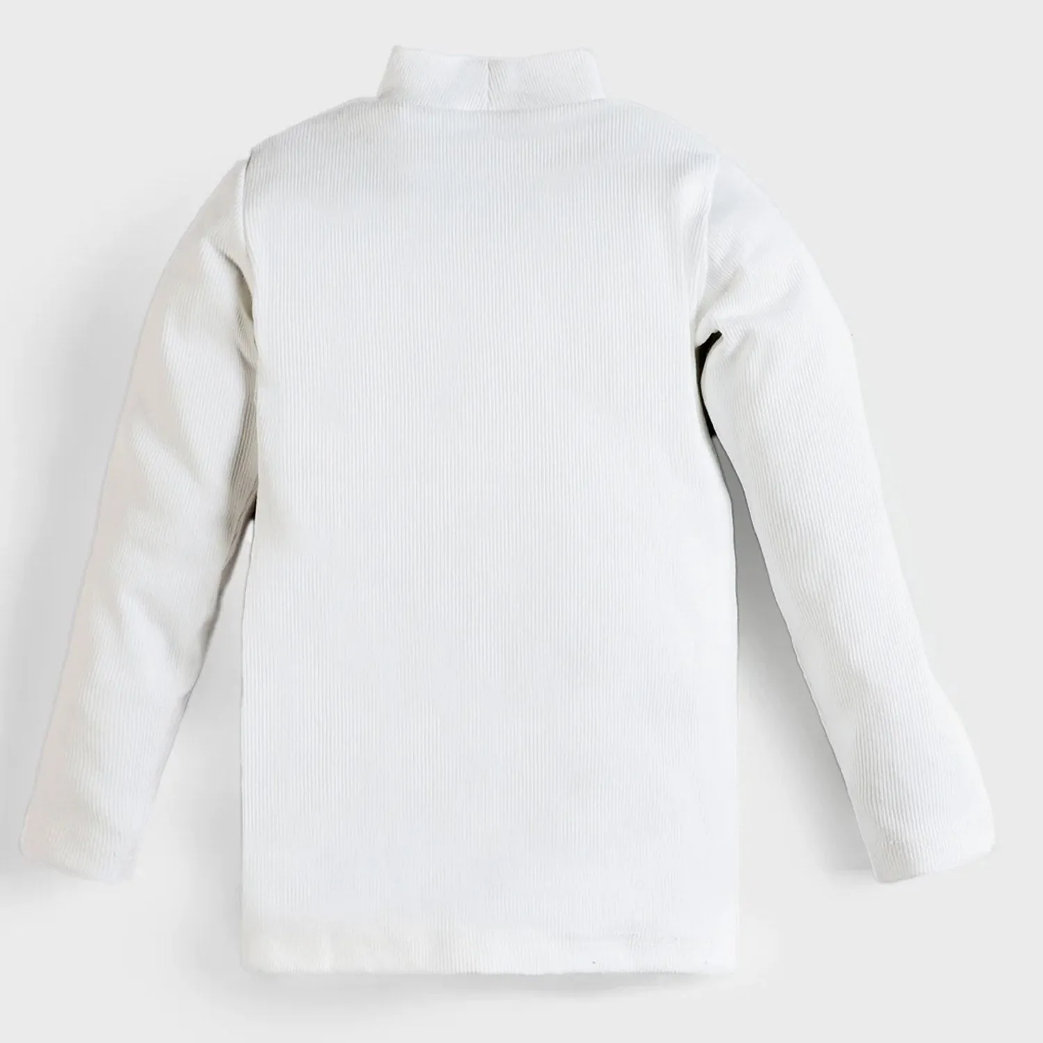 Kids Unisex Rib Turtle Neck-White