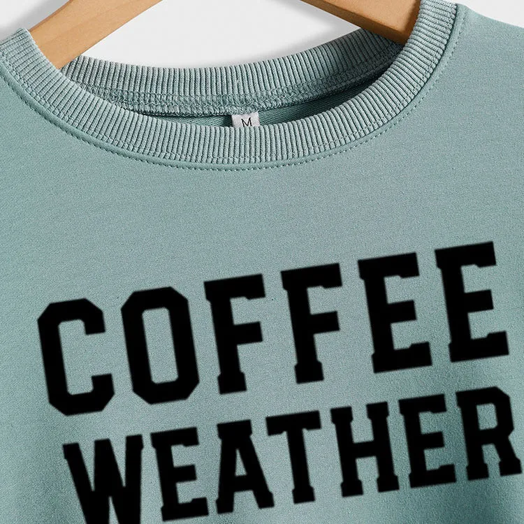 Letter COFFEE WEATHER Fashion Long Sleeve Women's Cross-border Round Neck Sweater