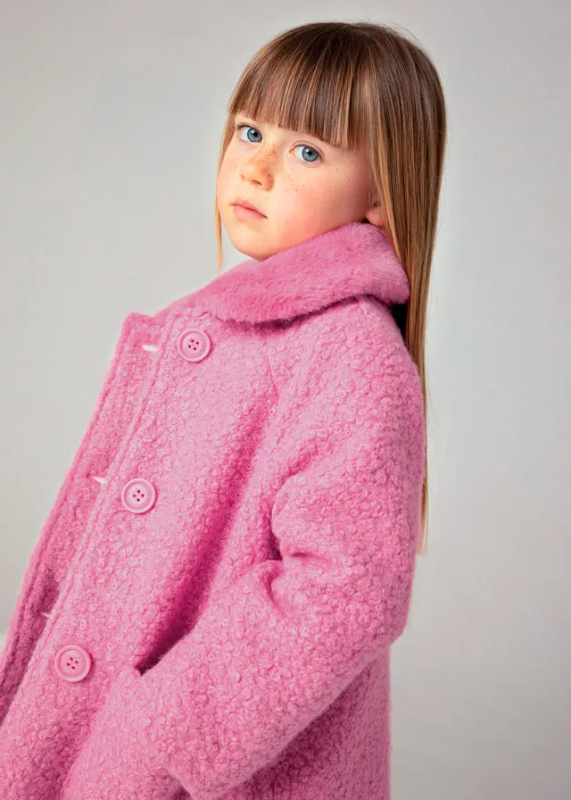 Mayoral Girls Pink Teddy Coat