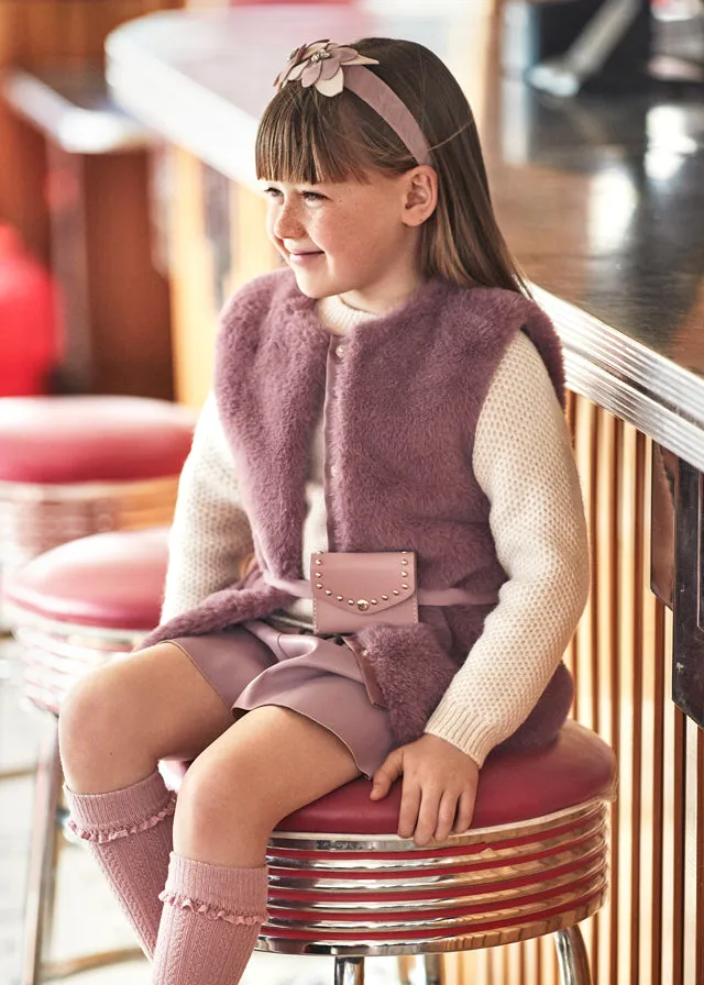 Mayoral Girls Plum Fur Gilet