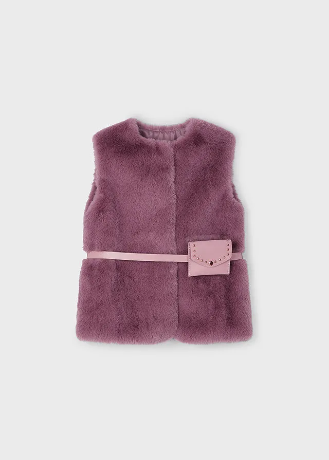 Mayoral Girls Plum Fur Gilet