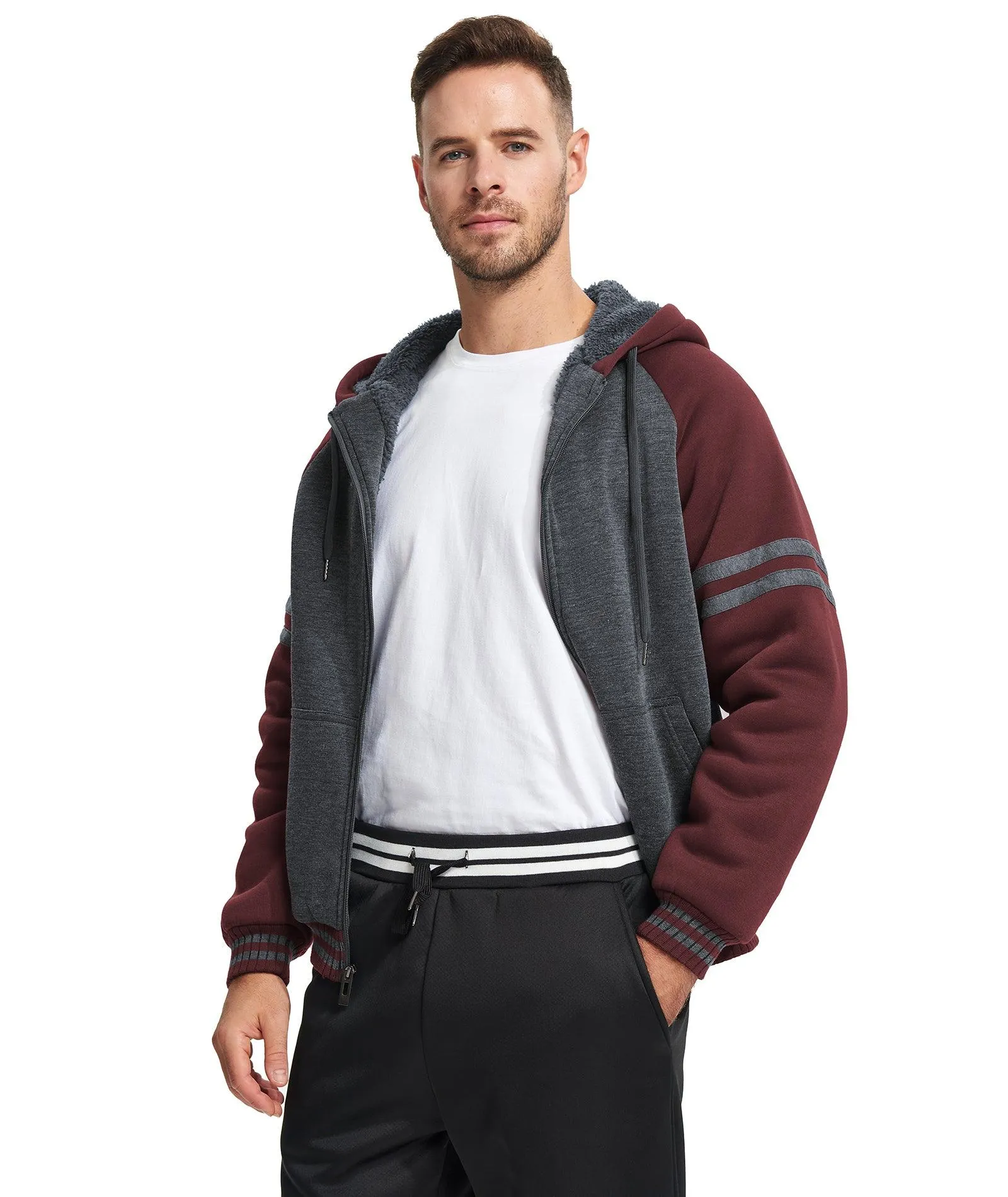 Men's Zipper Outwear Fleece Hoodie-ZPK007192