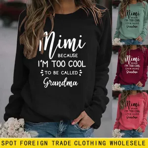 MIMI BECAUSE I'M Letter Fashion Women's Long Sleeve Shirt Crew Neck Sweater