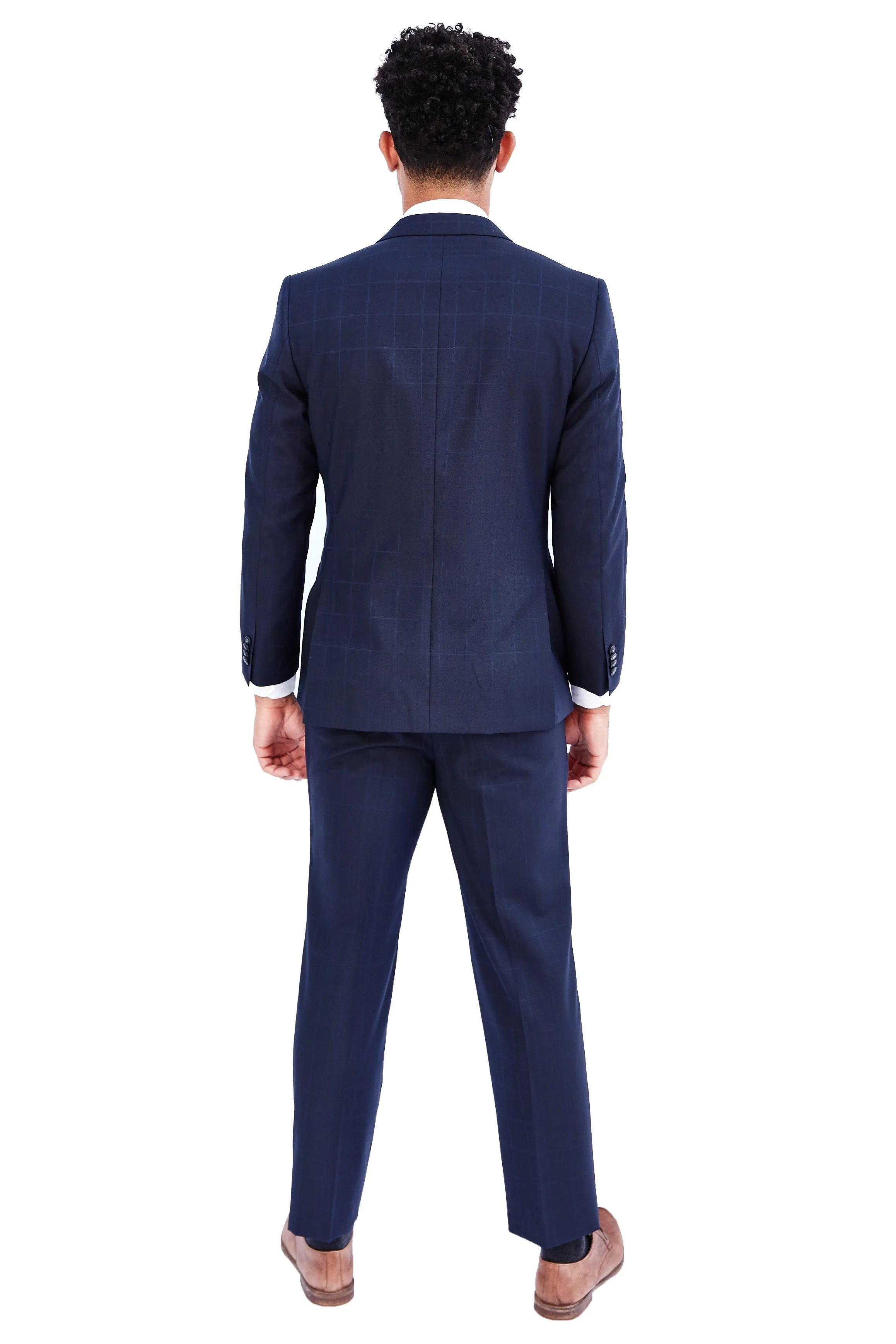 Navy Shadow Windowpane 3 Piece Suit