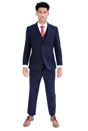 Navy Shadow Windowpane 3 Piece Suit