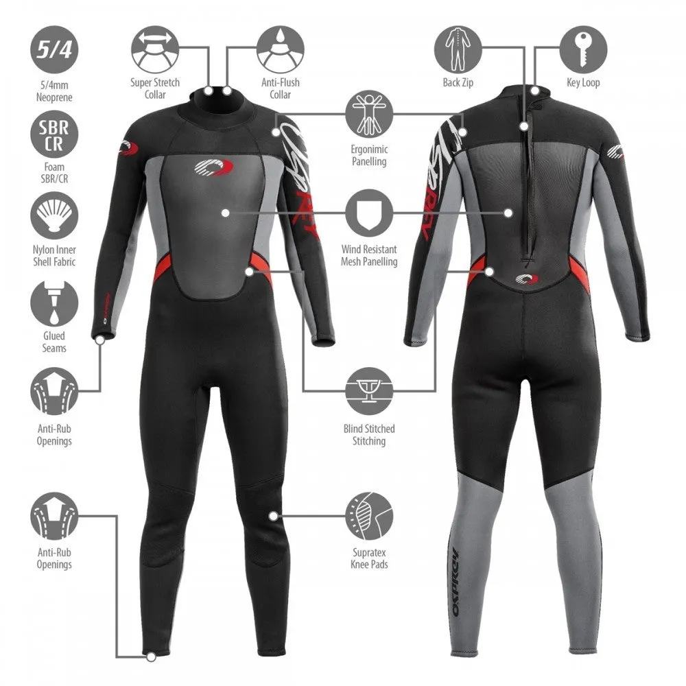 Osprey Origin Mens Full Length Wetsuit 5mm - Red