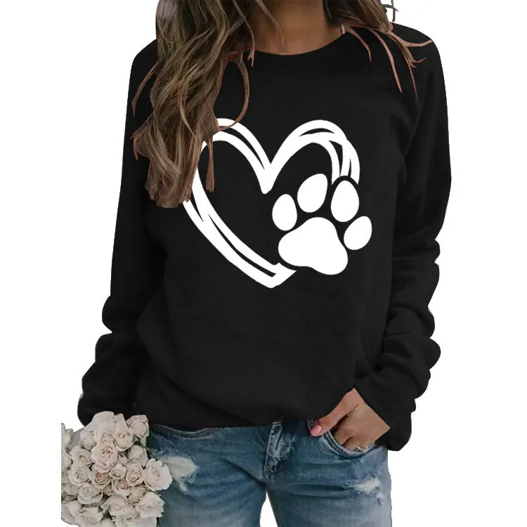 Pullover Round Neck Simple Top Long Sleeve Printed Loose Sweater