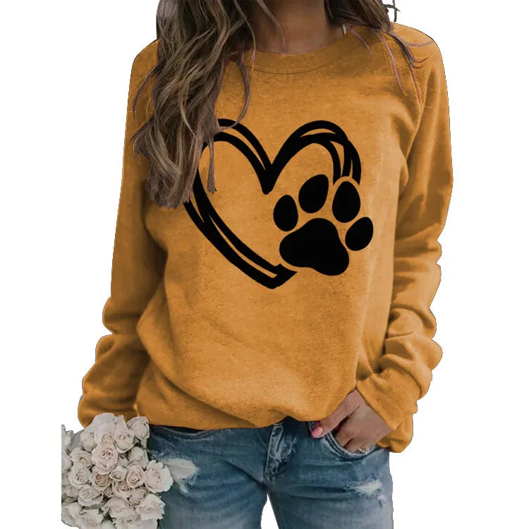 Pullover Round Neck Simple Top Long Sleeve Printed Loose Sweater