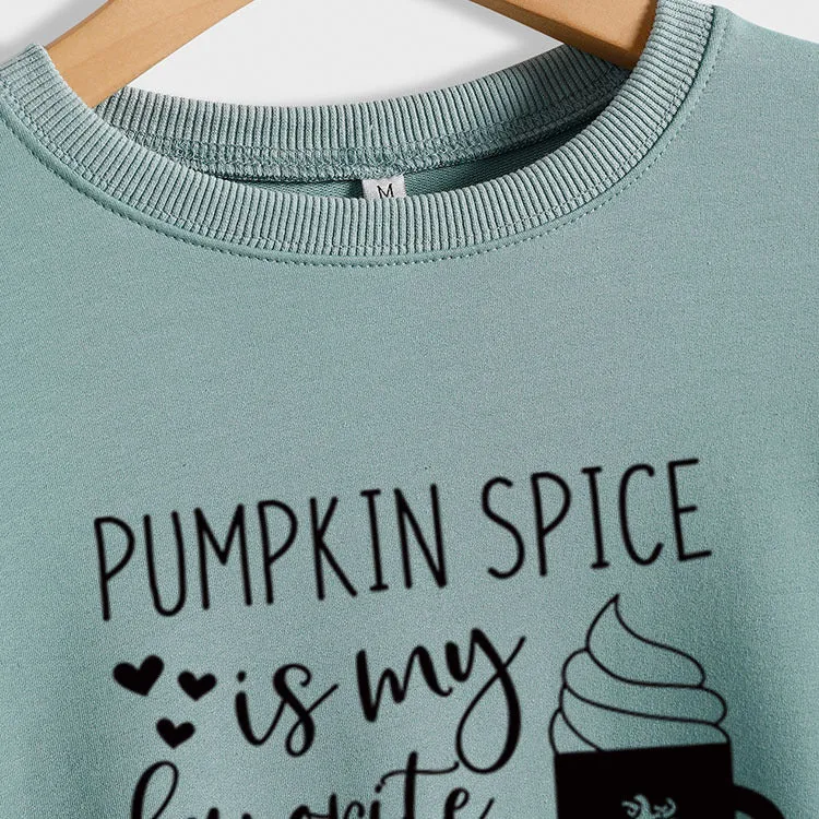 PUMPKIN SPICE IS MY LETTER LOVE PUMPKIN CREWNECK LONG SLEEVES PLUS SIZE SWEATSHIRT WOMAN