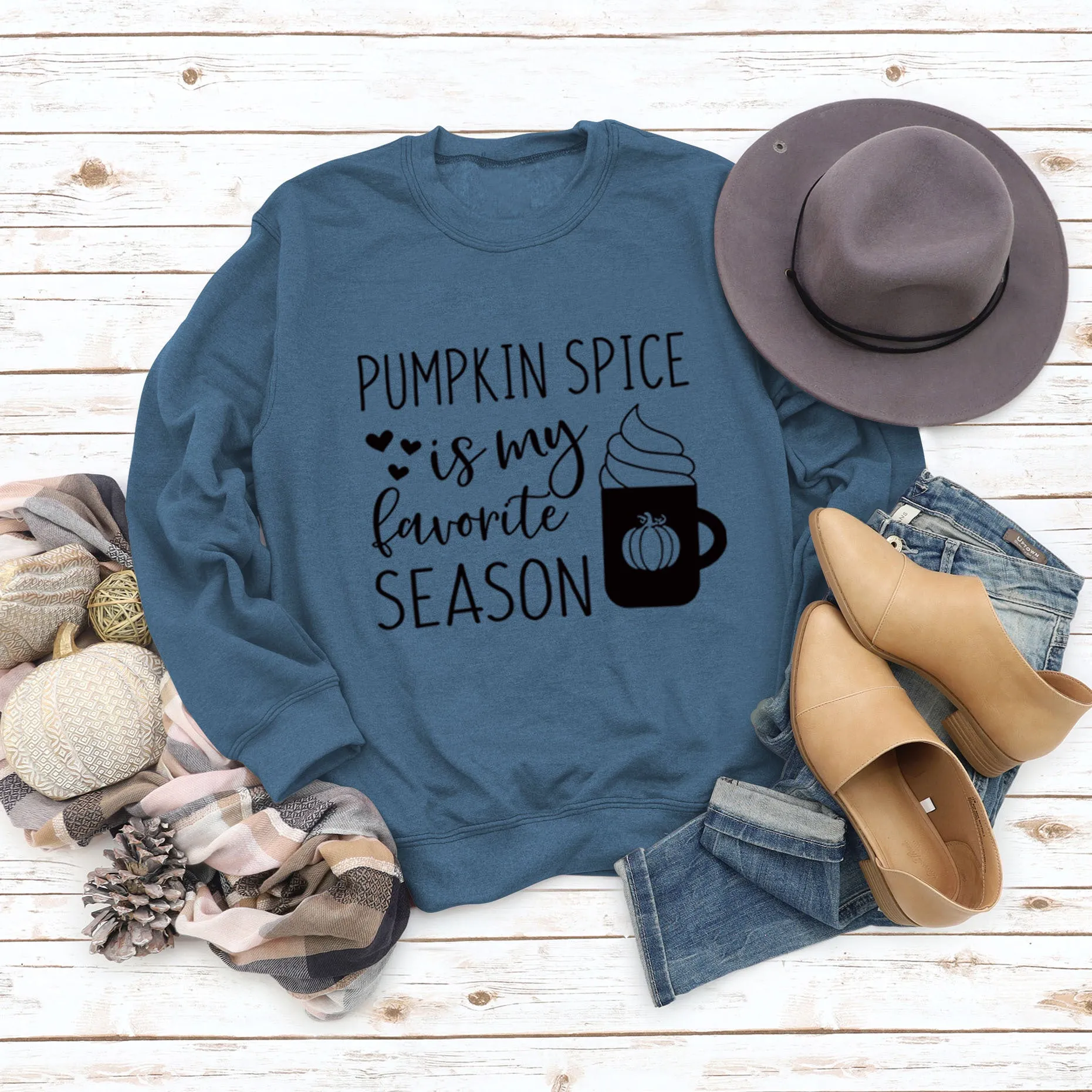 PUMPKIN SPICE IS MY LETTER LOVE PUMPKIN CREWNECK LONG SLEEVES PLUS SIZE SWEATSHIRT WOMAN