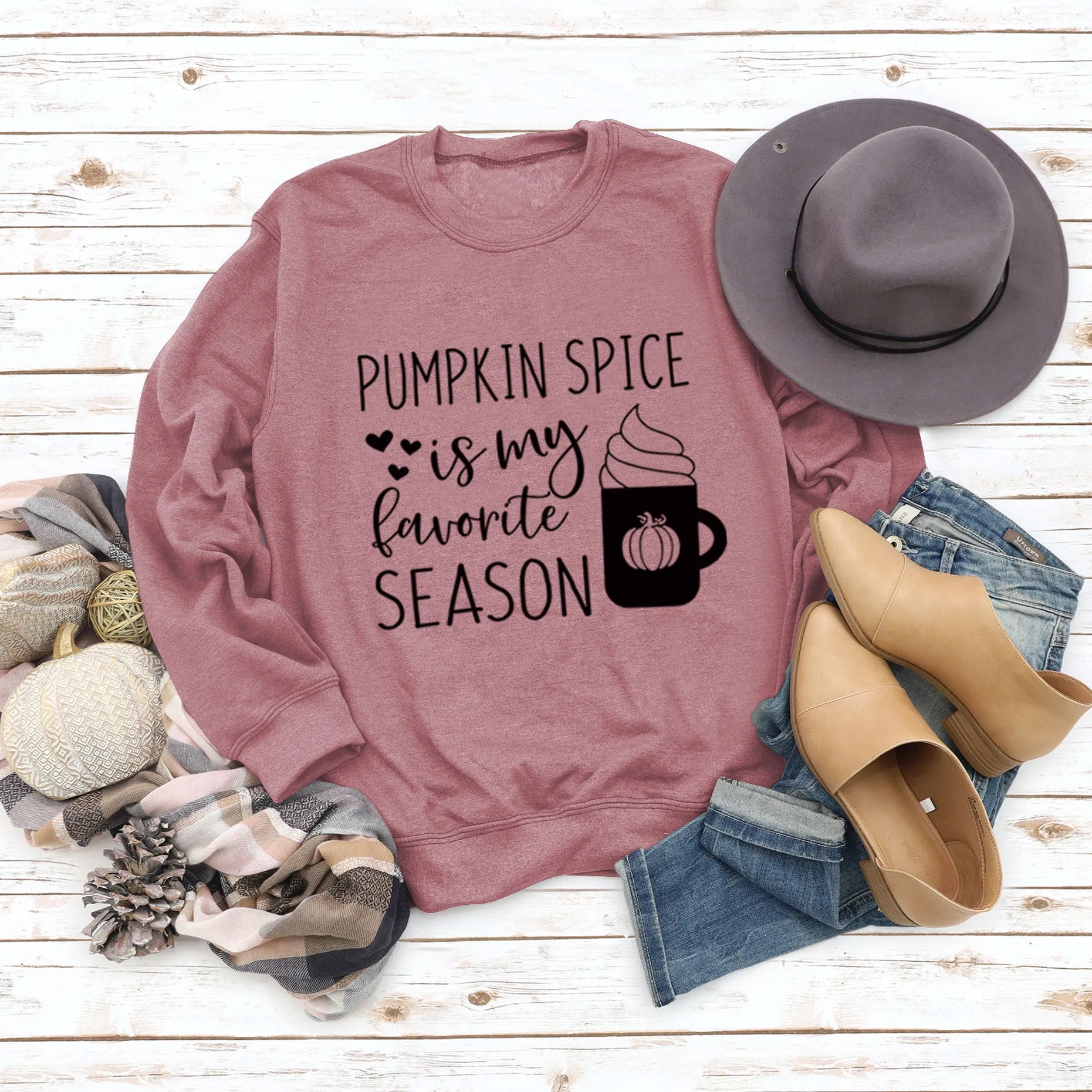 PUMPKIN SPICE IS MY LETTER LOVE PUMPKIN CREWNECK LONG SLEEVES PLUS SIZE SWEATSHIRT WOMAN