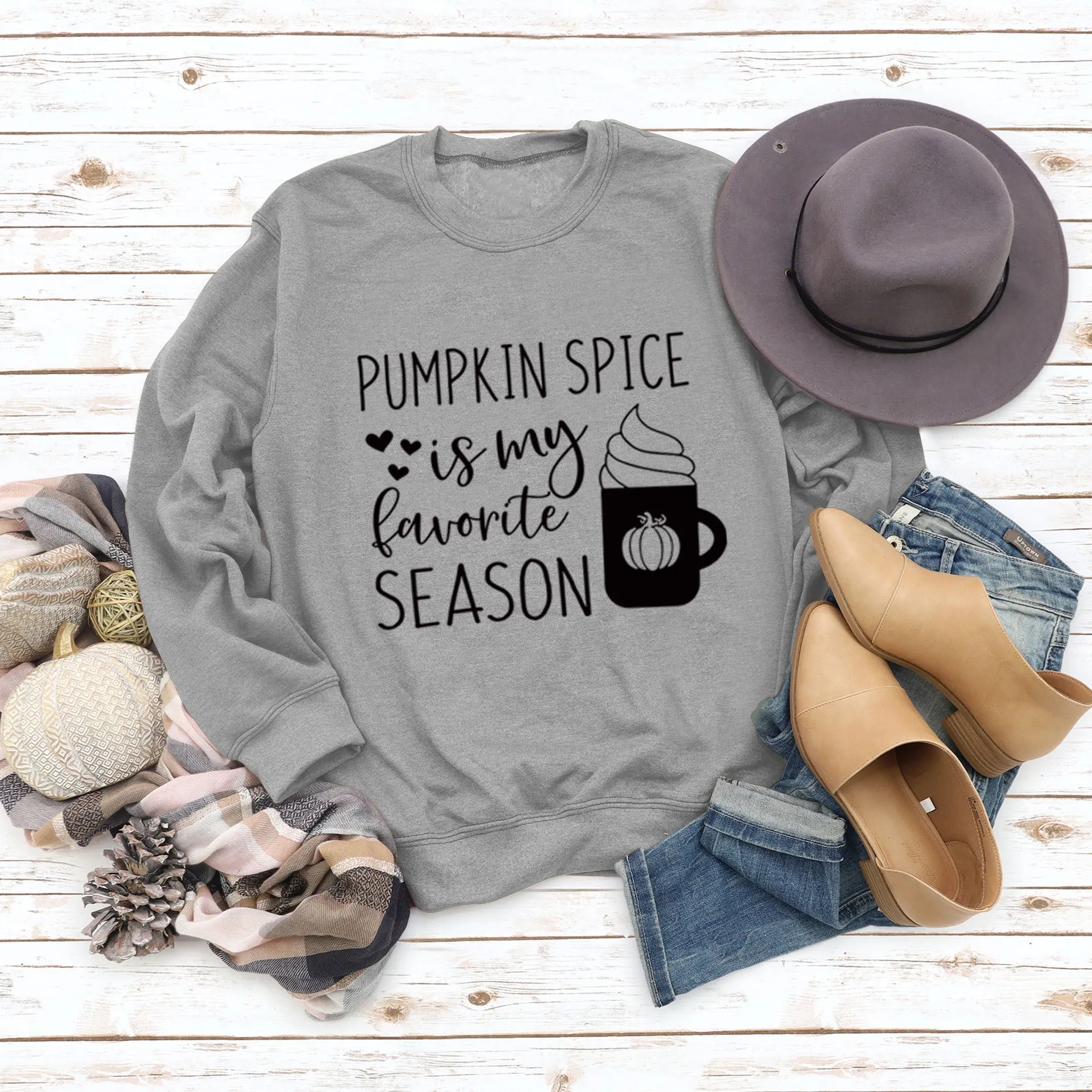 PUMPKIN SPICE IS MY LETTER LOVE PUMPKIN CREWNECK LONG SLEEVES PLUS SIZE SWEATSHIRT WOMAN