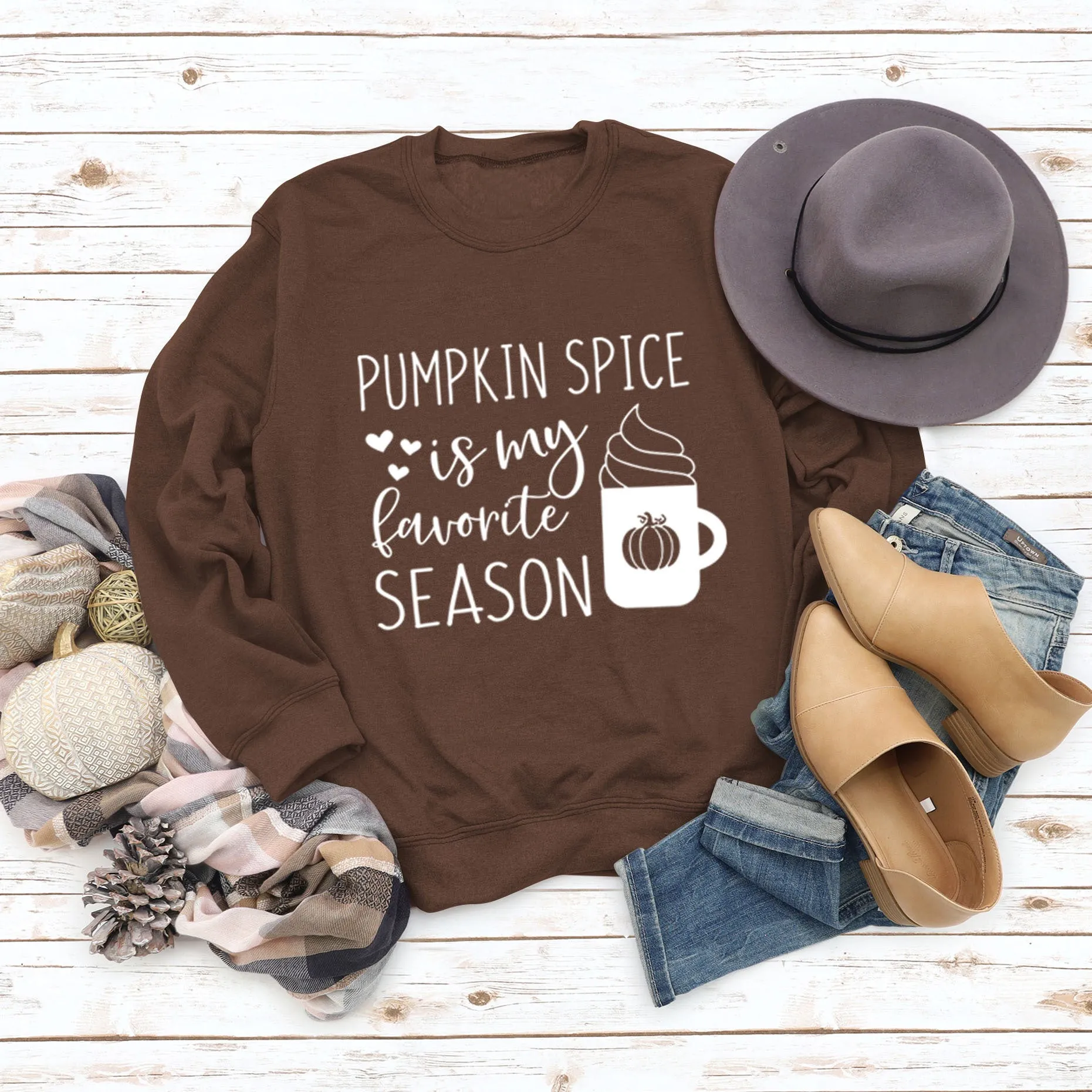 PUMPKIN SPICE IS MY LETTER LOVE PUMPKIN CREWNECK LONG SLEEVES PLUS SIZE SWEATSHIRT WOMAN