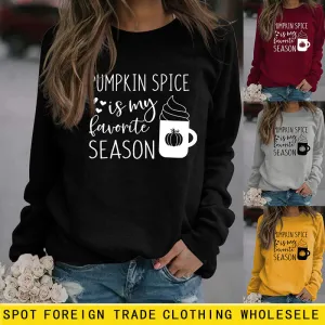 PUMPKIN SPICE IS MY LETTER LOVE PUMPKIN CREWNECK LONG SLEEVES PLUS SIZE SWEATSHIRT WOMAN