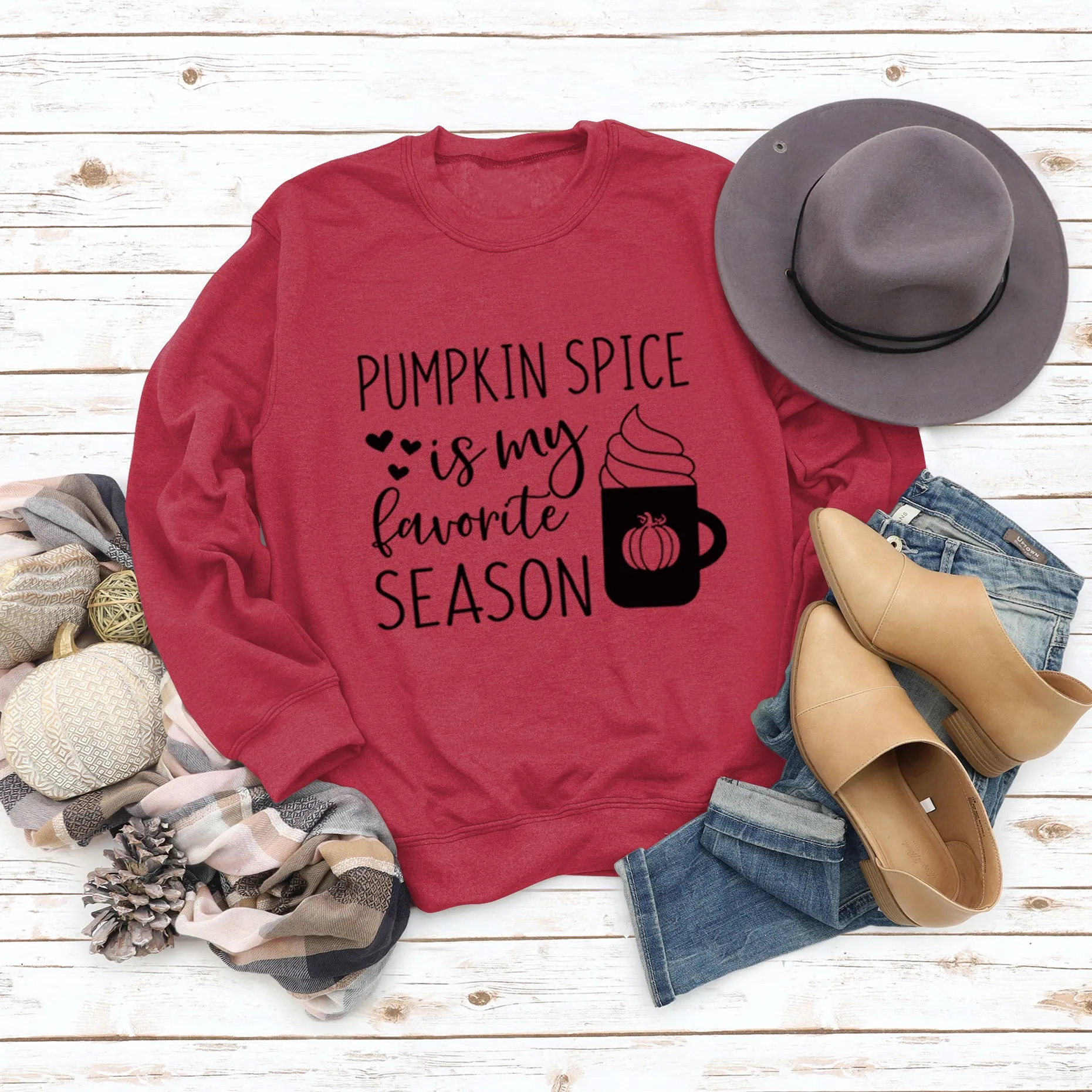 PUMPKIN SPICE IS MY LETTER LOVE PUMPKIN CREWNECK LONG SLEEVES PLUS SIZE SWEATSHIRT WOMAN