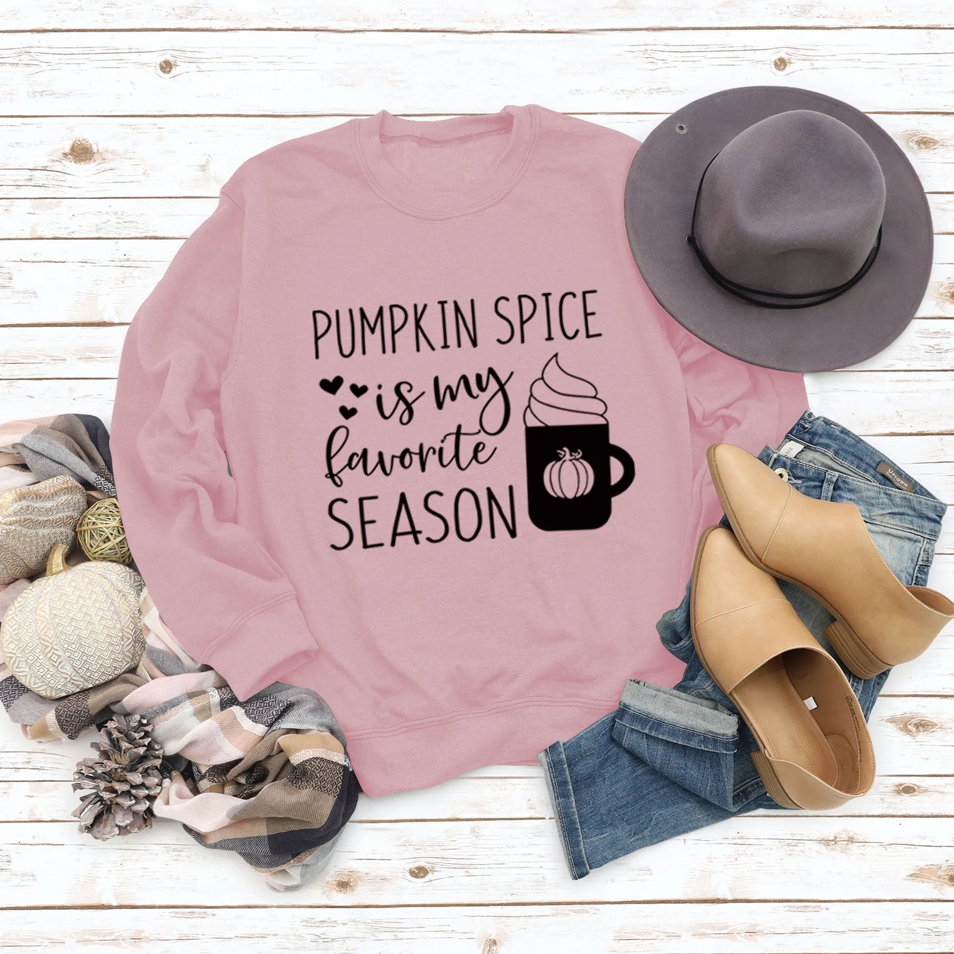 PUMPKIN SPICE IS MY LETTER LOVE PUMPKIN CREWNECK LONG SLEEVES PLUS SIZE SWEATSHIRT WOMAN