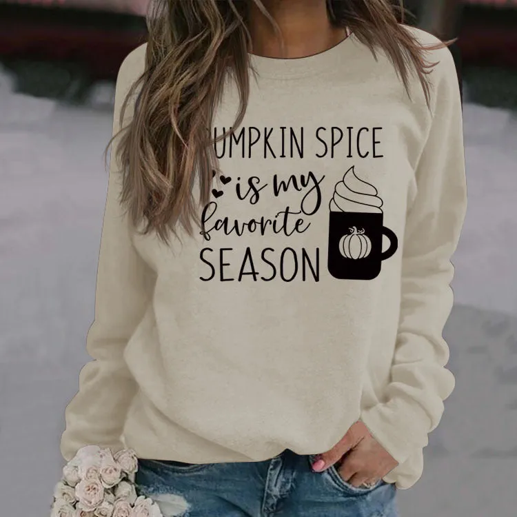 PUMPKIN SPICE IS MY LETTER LOVE PUMPKIN CREWNECK LONG SLEEVES PLUS SIZE SWEATSHIRT WOMAN